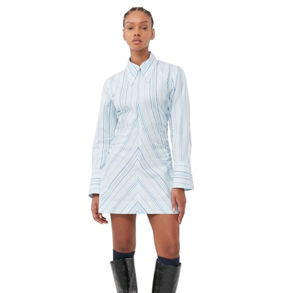 Ganni STRIPED TWILL FITTED TUNIC